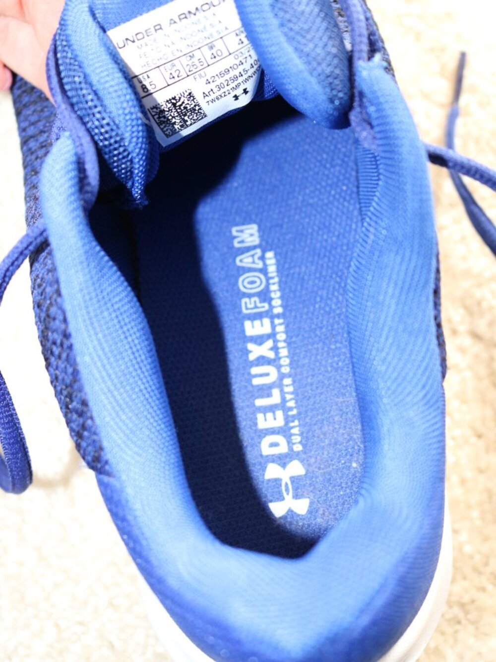 Under Armour Men's Athletic Running Shoes in Blue and White - Picture 4 of 4